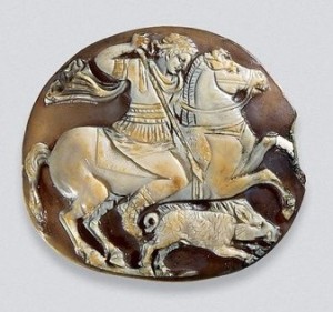 Cameo with Alexander the Great hunting a wild boar