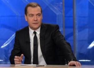 Russian PM Medvedev live interview with federal TV channels