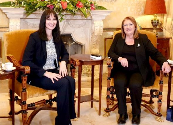 Την Υπουργό Τουρισμού, Έλενα Κουντουρά, υποδέχτηκε στο Προεδρικό Μέγαρο της Μάλτας, η Πρόεδρος, ΑΕ Marie-Louise Coleiro Preca