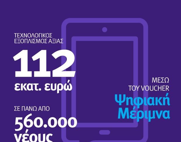 Τεχνολογικός εξοπλισμός ύψους 112 εκατ. ευρώ σε 560.000 νέους μέσω voucher
