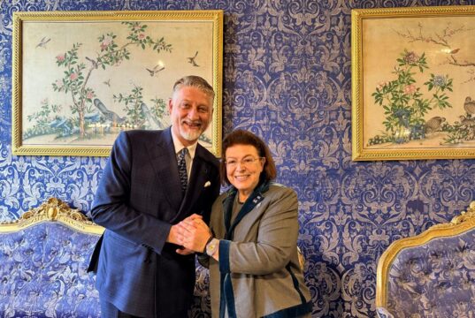 Η-Λίνα Μενδώνη με τον Ιταλό Υπουργό Πολιτισμού Alessandro Giuli