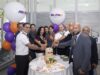 AIRCAIRO crew and Athens International Airport staff cut a ceremonial cake to mark the airline's inaugural flight to Athens.