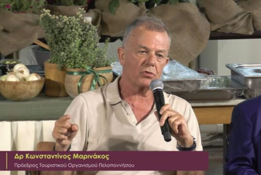 Ο Πρόεδρος του Τουριστικού Οργανισμού Πελοποννήσου Κωνσταντίνος Μαρινάκος στην ημερίδα στη Νεάπολη Βοιών Λακωνίας