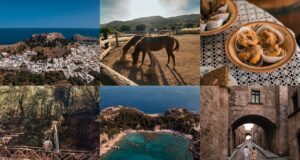 Συνθετική εικόνα με τη Λίνδο, άλογα της Ρόδου, τοπικά εδέσματα και σημεία του νησιού από τη δράση Rhodes Beyond Summer.