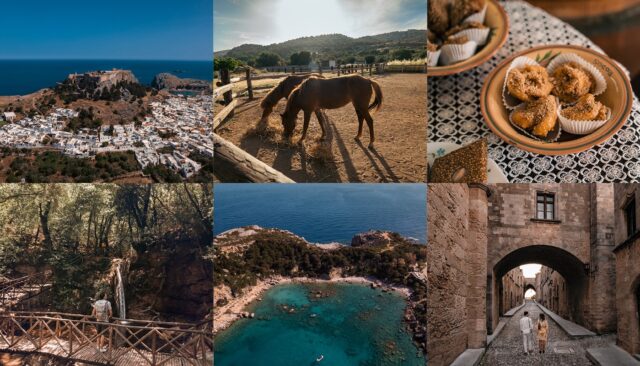 Συνθετική εικόνα με τη Λίνδο, άλογα της Ρόδου, τοπικά εδέσματα και σημεία του νησιού από τη δράση Rhodes Beyond Summer.