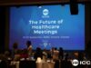 Η οθόνη της αίθουσας με τον τίτλο The Future of Healthcare Meetings, 20-22 Σεπτεμβρίου 2026, Αθήνα, στο συνέδριο της ICCA.
